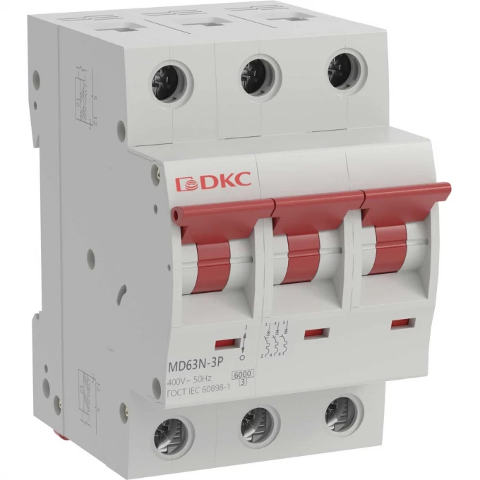 Выключатель автоматический трёхполюсный DKC 10А C 6кА MD63N-3PC10